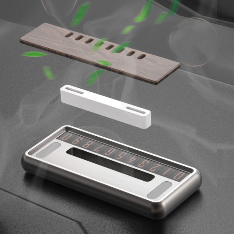Car Metal Wood Aromatherapy Magnetic Luminous Car Moving Number Plate - Metal+Log