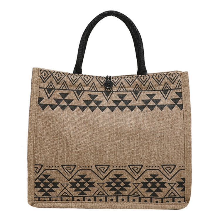 Nation Style Printing Handbag Simple Large Capacity Linen Tote Bag