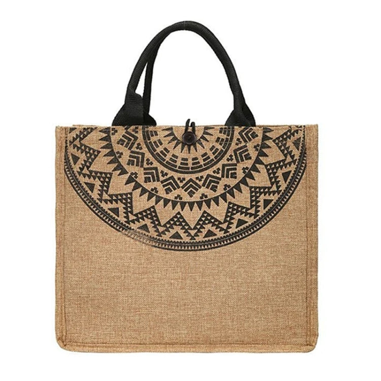 Nation Style Printing Handbag Simple Large Capacity Linen Tote Bag