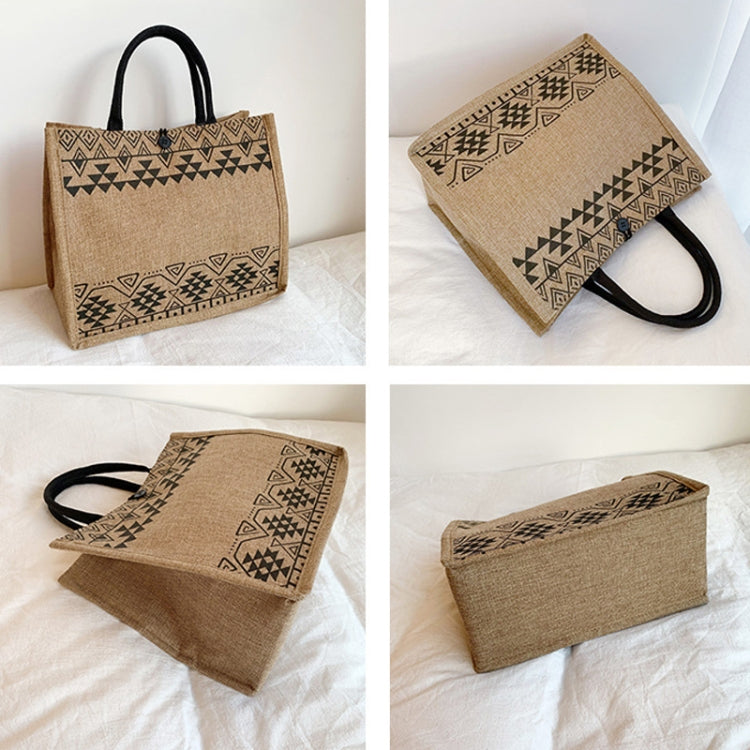 Nation Style Printing Handbag Simple Large Capacity Linen Tote Bag