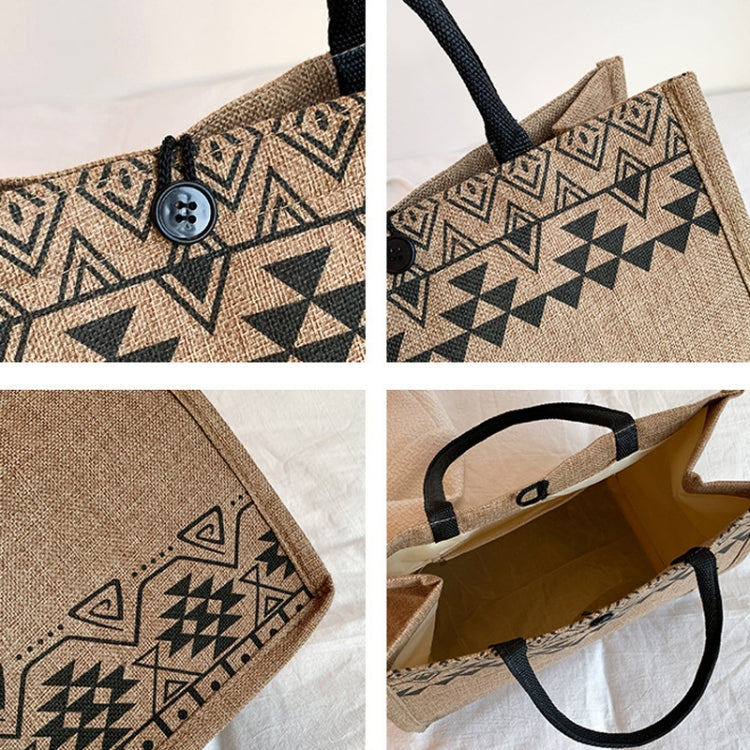 Nation Style Printing Handbag Simple Large Capacity Linen Tote Bag
