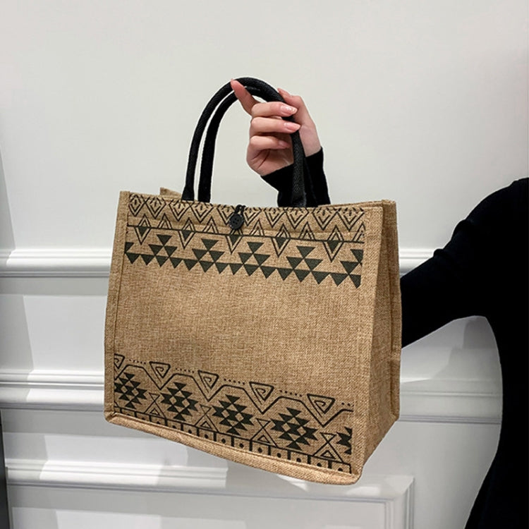 Nation Style Printing Handbag Simple Large Capacity Linen Tote Bag