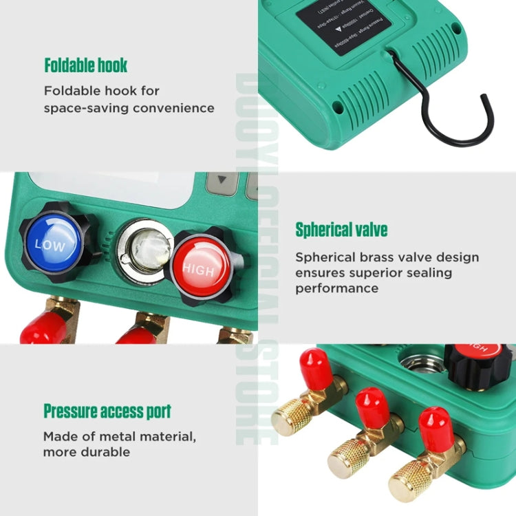 2pcs / Set DUOYI DY523 Automotive Vacuum Pressure Gauge Liquid Charge Fluorine Repair Electronic Refrigerant Meter