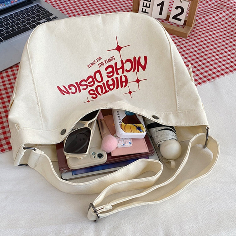 Large Capacity Canvas Bag Women Tote Printed Letter Casual Simple Shoulder Bag