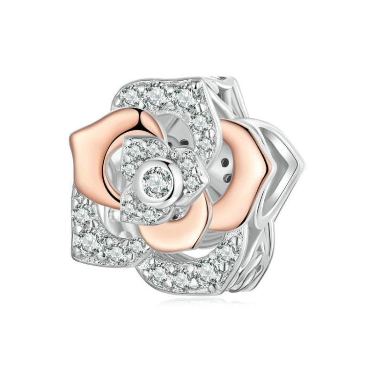 S925 Sterling Silver Rose Gold Shining Rose DIY Beads - BSC1008