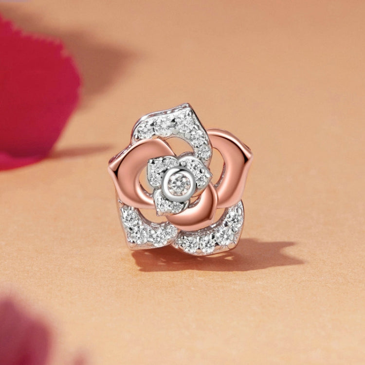S925 Sterling Silver Rose Gold Shining Rose DIY Beads - BSC1008