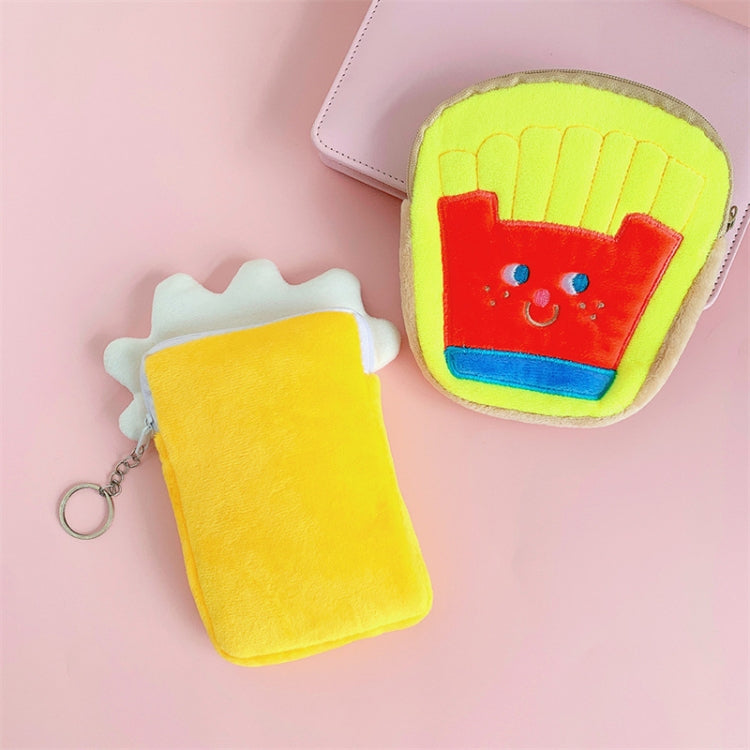 Cute Breakfast Cartoon Wallet Coin Lipstick Data Cable Storage Bag Purse, Style: Beer