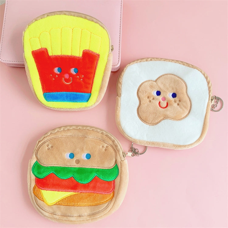 Cute Breakfast Cartoon Wallet Coin Lipstick Data Cable Storage Bag Purse, Style: Beer