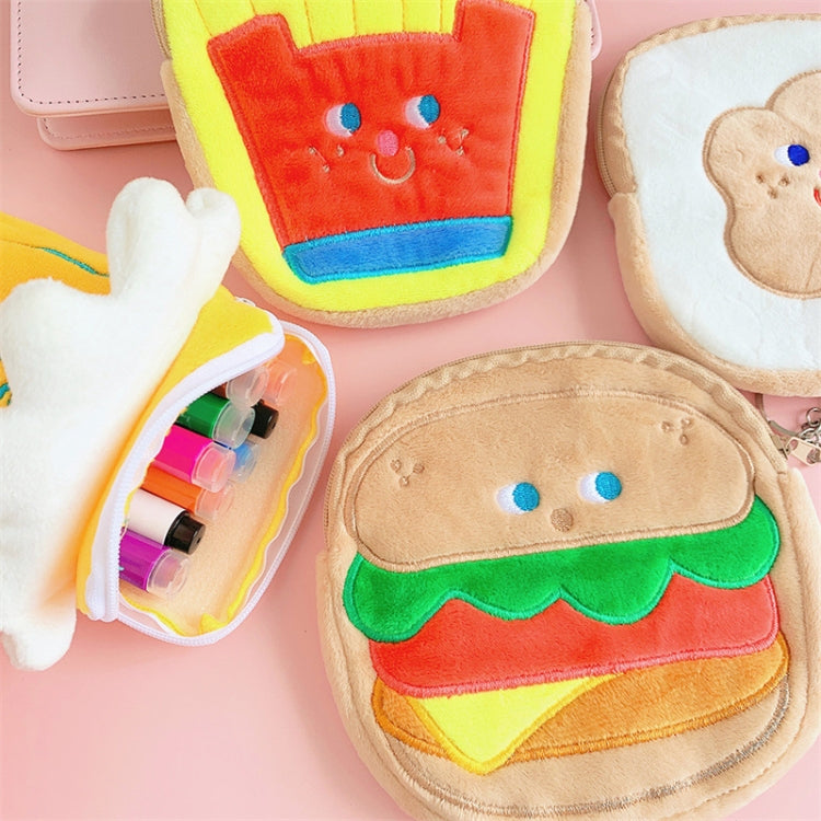 Cute Breakfast Cartoon Wallet Coin Lipstick Data Cable Storage Bag Purse, Style: Yogurt