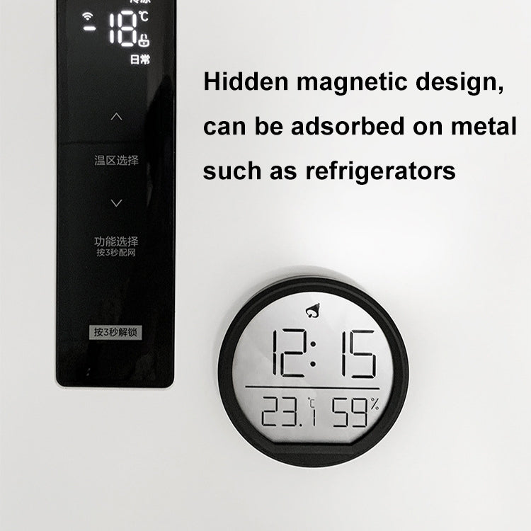 Slim Magnetic Thermometer And Hygrometer Clock Home Wall-Mounted Electronic Clock