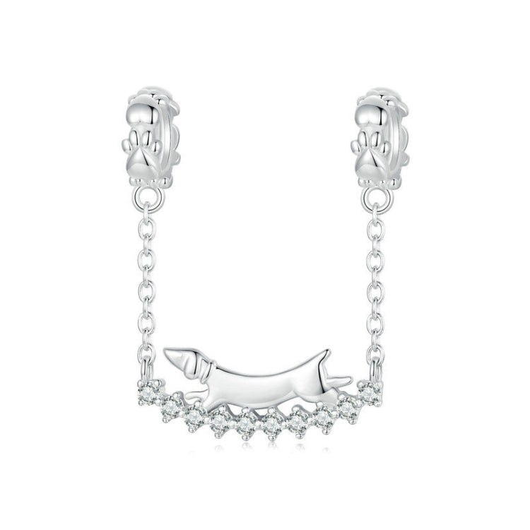 S925 Sterling Silver Cute Dachshund DIY Bracelet Beaded Accessories - SCC2751