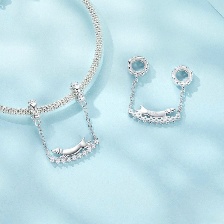 S925 Sterling Silver Cute Dachshund DIY Bracelet Beaded Accessories - SCC2751