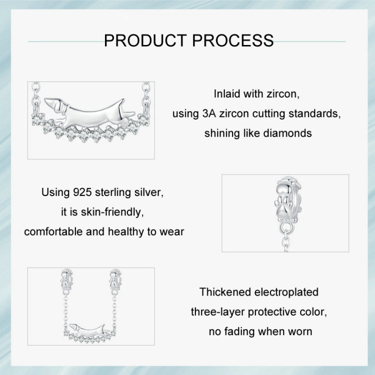 S925 Sterling Silver Cute Dachshund DIY Bracelet Beaded Accessories - SCC2751