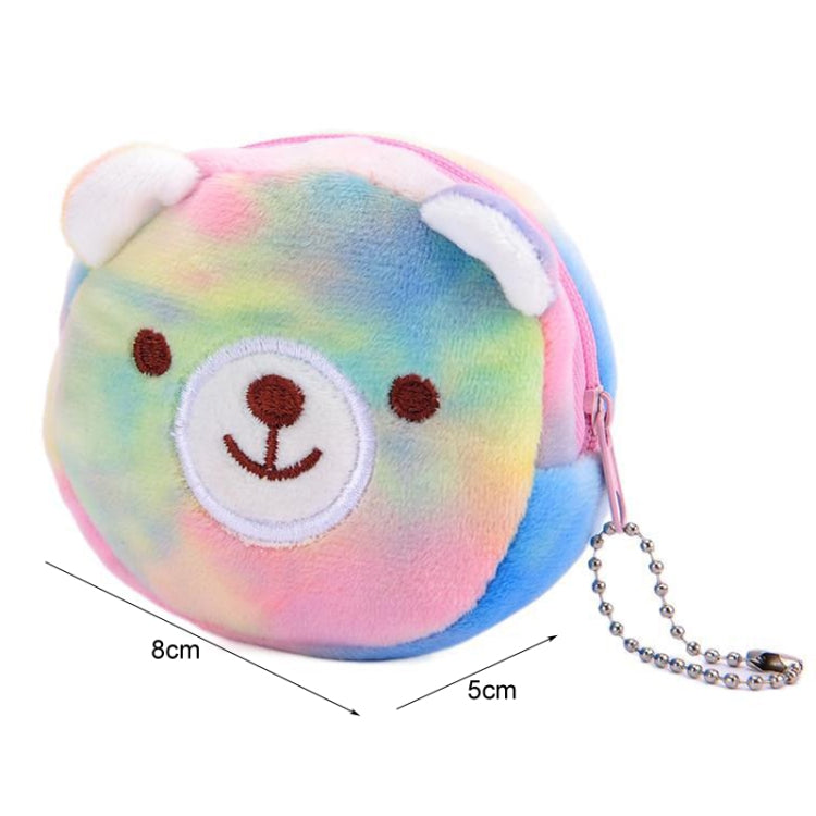 Mini Colorful Round Plush Coin Purse Lipstick Data Cable Portable Bag, Style: Bears