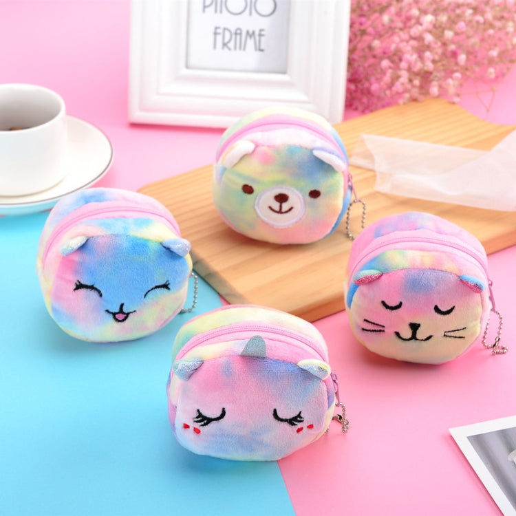 Mini Colorful Round Plush Coin Purse Lipstick Data Cable Portable Bag, Style: Big Eyes Rabbit