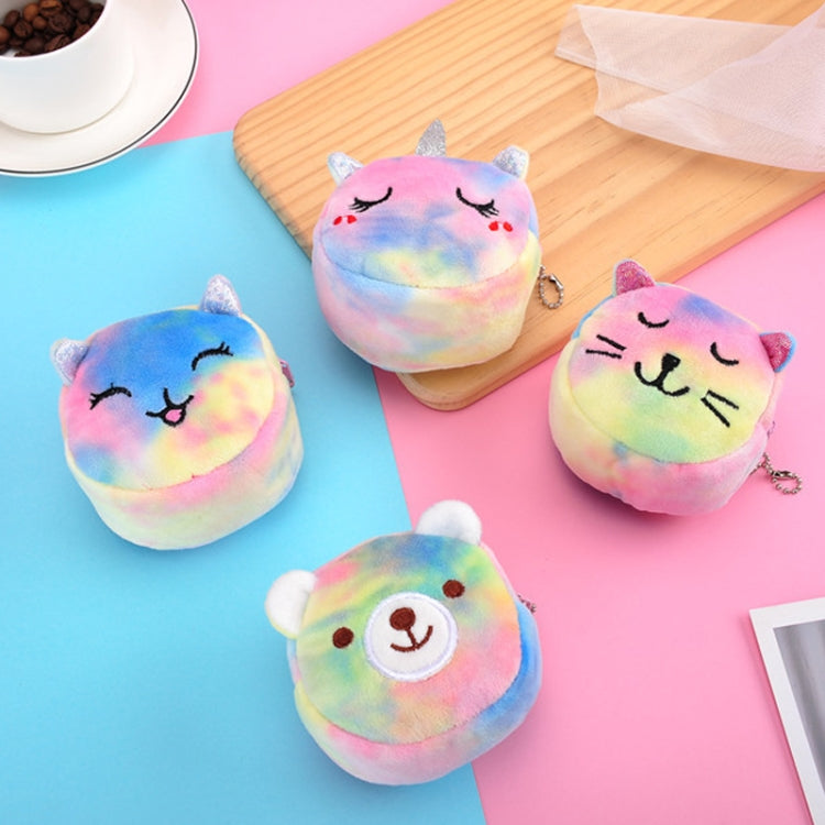 Mini Colorful Round Plush Coin Purse Lipstick Data Cable Portable Bag, Style: Big Eyes Colt