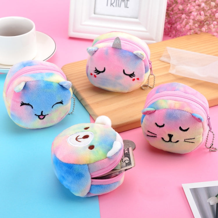 Mini Colorful Round Plush Coin Purse Lipstick Data Cable Portable Bag, Style: Bears