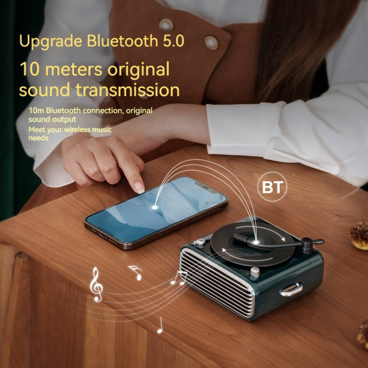 YJQ-D10 Portable Desktop Retro Vinyl Record Player Bluetooth Speaker