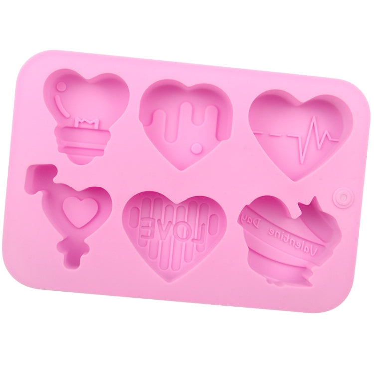 6 Grids Heart Shape Silicone Cake Model DIY Baking Handmade Soap Model - Pink