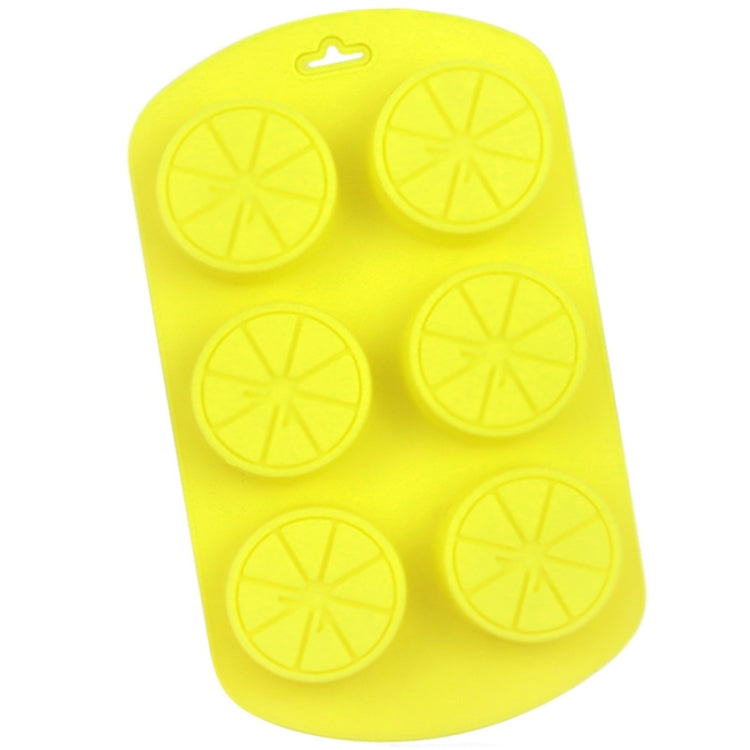 6 Grids Round Lemon Shape Silicone Moon Cake Model Kitchen Baking Handmade Cake Mold - Yellow