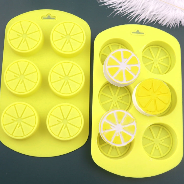 6 Grids Round Lemon Shape Silicone Moon Cake Model Kitchen Baking Handmade Cake Mold - Yellow
