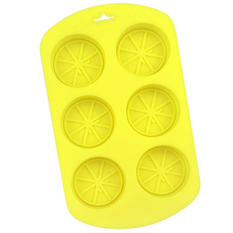 6 Grids Round Lemon Shape Silicone Moon Cake Model Kitchen Baking Handmade Cake Mold - Yellow