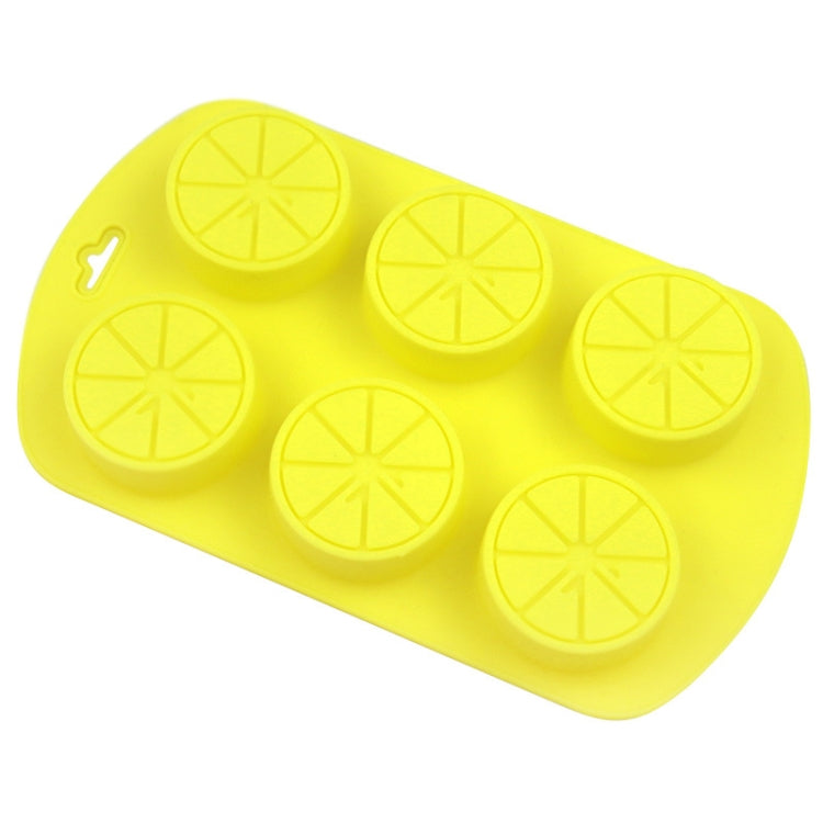 6 Grids Round Lemon Shape Silicone Moon Cake Model Kitchen Baking Handmade Cake Mold - Yellow