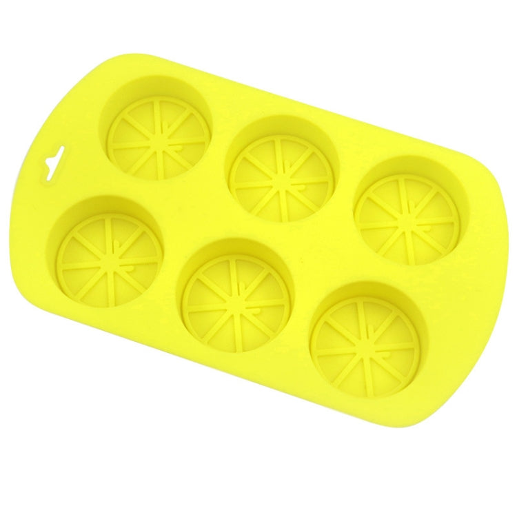 6 Grids Round Lemon Shape Silicone Moon Cake Model Kitchen Baking Handmade Cake Mold - Yellow