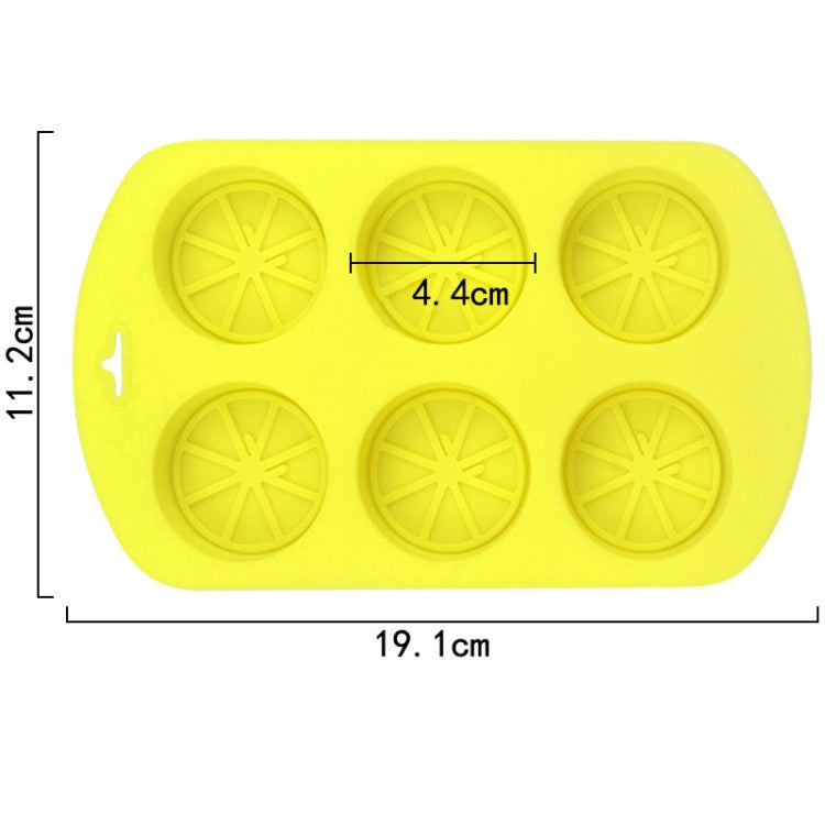 6 Grids Round Lemon Shape Silicone Moon Cake Model Kitchen Baking Handmade Cake Mold - Yellow