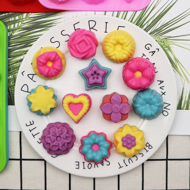 12 Grids Different Flower Grass Shape Silicon Model Kitchen Baking Cake Model DIY Handmade Soap Mould, Specification: Pink Light Model