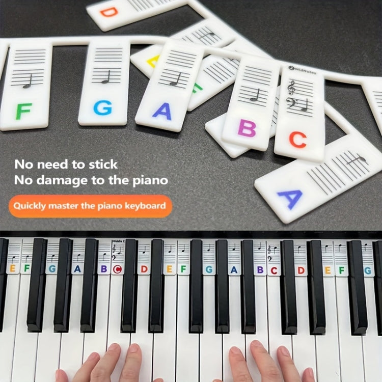 Silicone Piano Notes Guide Removable Piano Keyboard, Spec: 61 Keys White Bottom Color Text