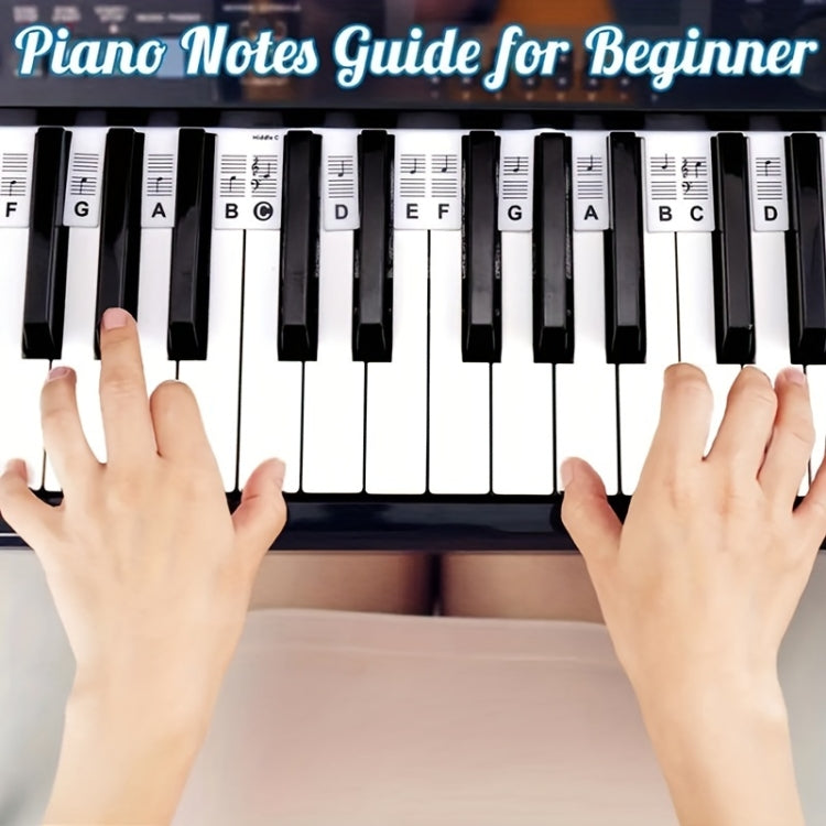 Silicone Piano Notes Guide Removable Piano Keyboard, Spec: 88 Keys White Bottom Color Text