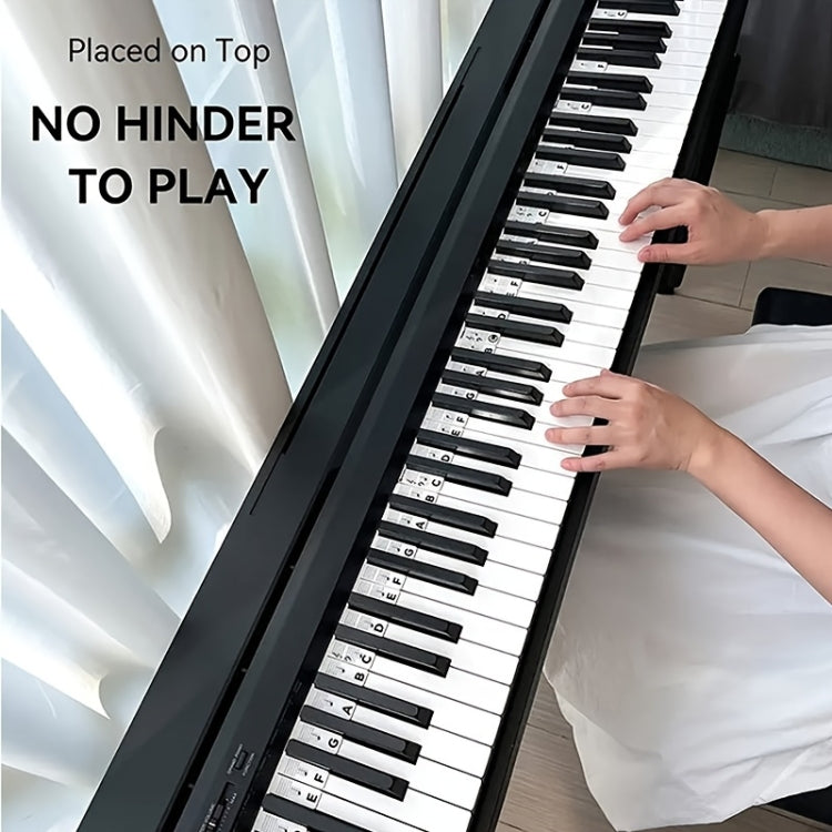 Silicone Piano Notes Guide Removable Piano Keyboard, Spec: 61 Keys White Bottom Color Text