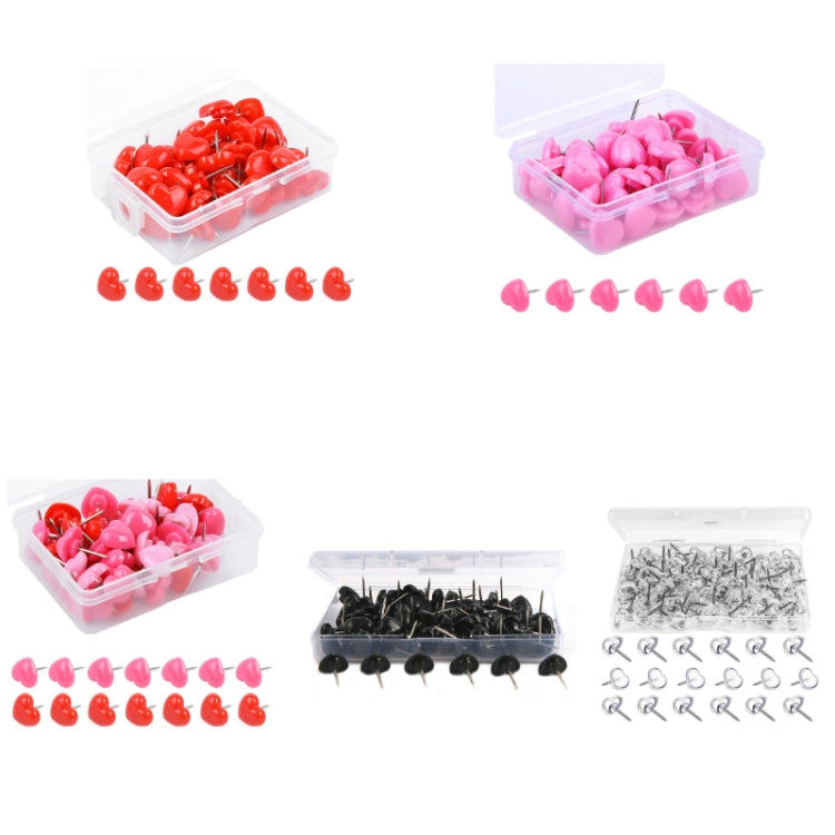 100pcs /Box 7.9x5.8x3cm Love Plastic Studs DIY Office School Colorful Pins