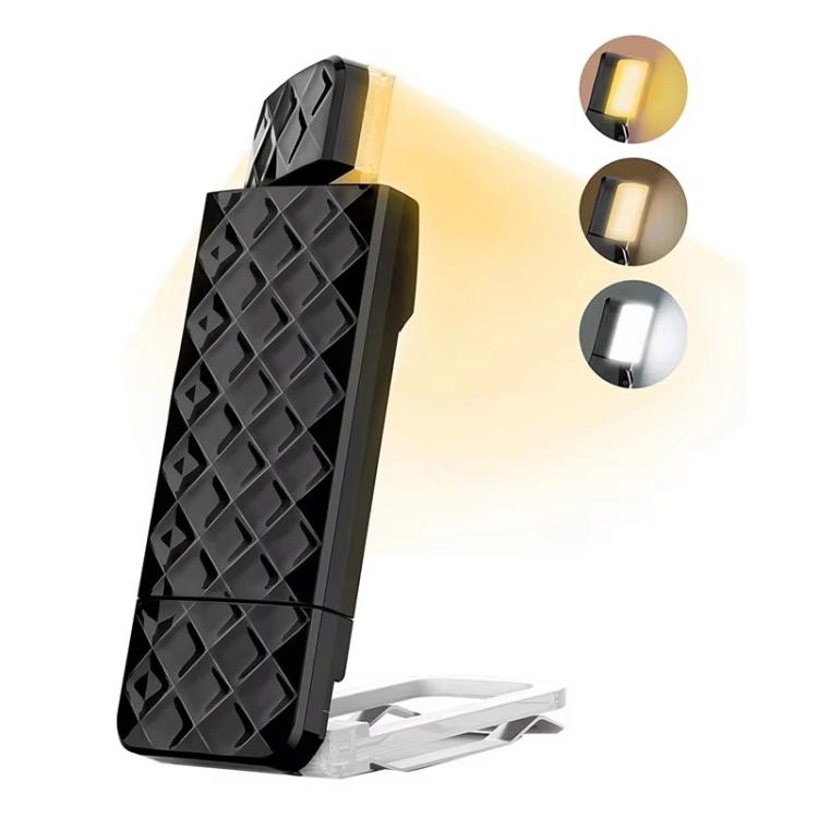 Charging Book Clip Light USB Night Light Eye-Protecting LED Reading Lamp - Black