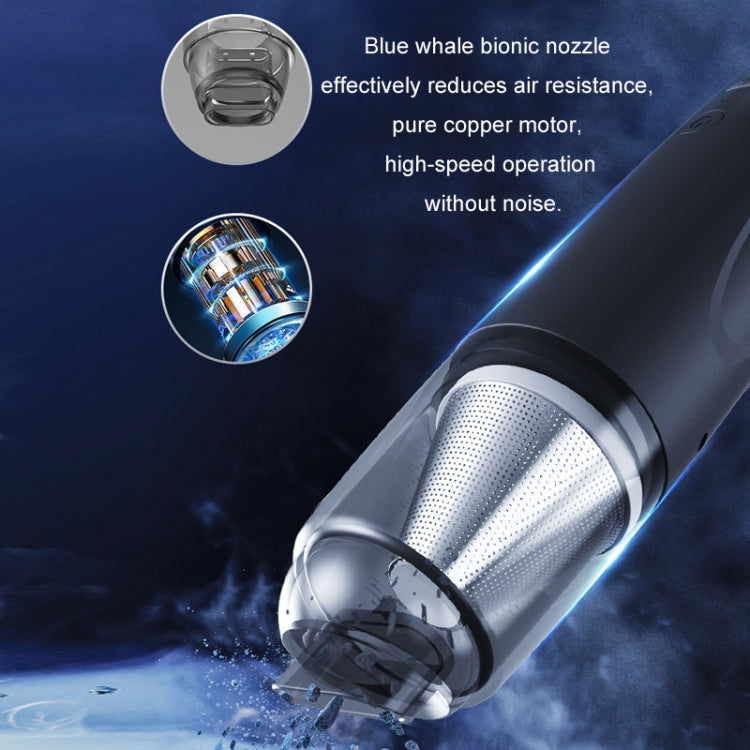 3 in 1 Mini Wireless Charging Handheld Car Vacuum Cleaner - Stainless Steel Filter Black