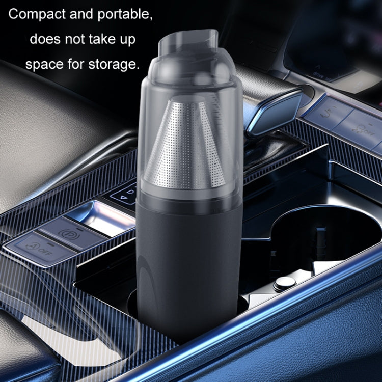 3 in 1 Mini Wireless Charging Handheld Car Vacuum Cleaner - Stainless Steel Filter Black
