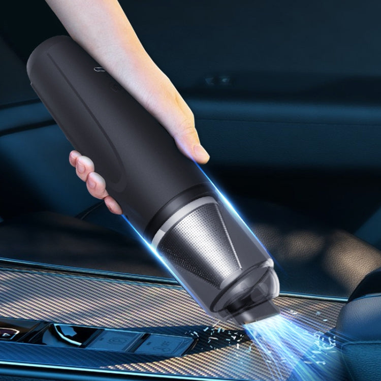 3 in 1 Mini Wireless Charging Handheld Car Vacuum Cleaner - Stainless Steel Filter Black