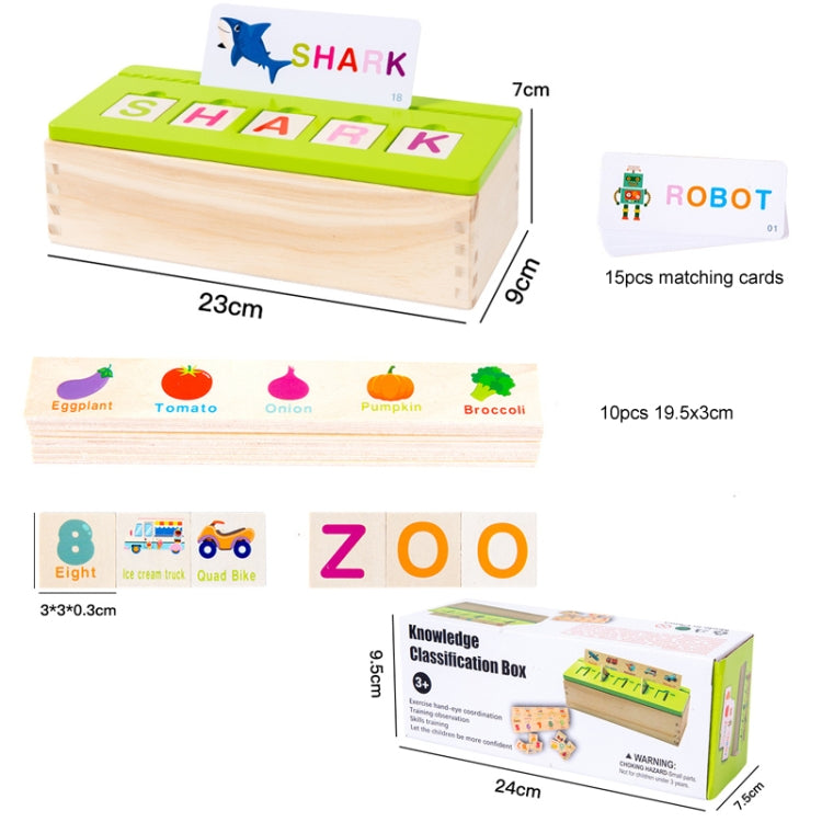 English Words Numbers Fruit Cognition Enlightenment Puzzle Wooden Toys Early Learning Matching Box