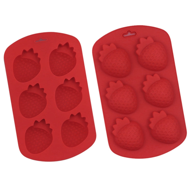 6 Grids Strawberry Silicone Cake Mold Baking DIY Chocolate Mould - Red