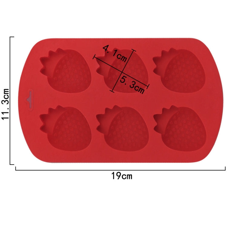 6 Grids Strawberry Silicone Cake Mold Baking DIY Chocolate Mould - Red