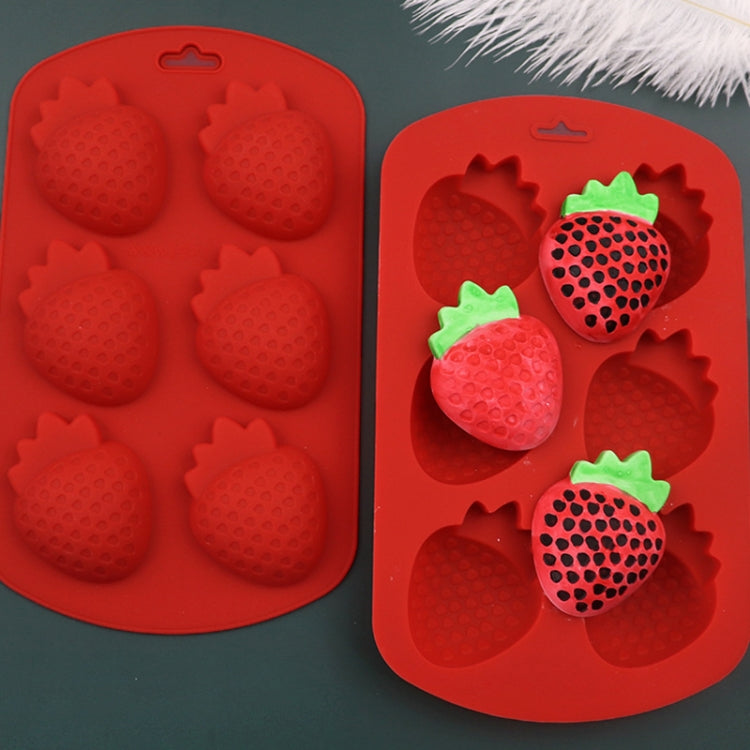 6 Grids Strawberry Silicone Cake Mold Baking DIY Chocolate Mould - Red