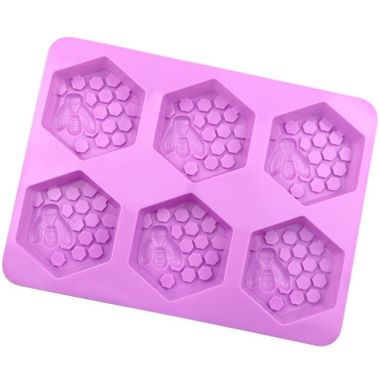 6 Grids Bee Hive Silicone Cake Molds Handmade Aroma Soap Mould - Purple