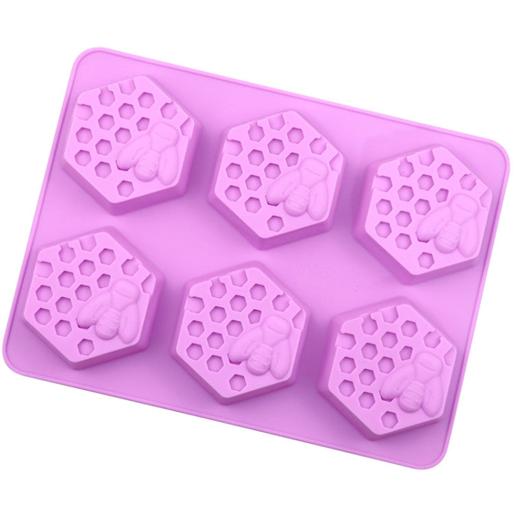6 Grids Bee Hive Silicone Cake Molds Handmade Aroma Soap Mould - Purple