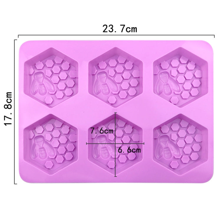 6 Grids Bee Hive Silicone Cake Molds Handmade Aroma Soap Mould - Purple