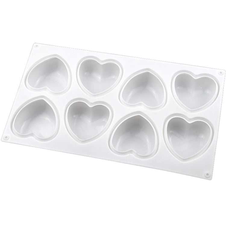8 Grids Heart Silicone Chocolate Mold Handmade Aroma Soap Mould - White