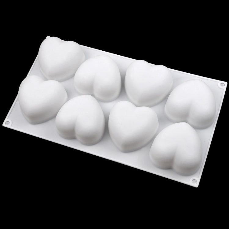 8 Grids Heart Silicone Chocolate Mold Handmade Aroma Soap Mould - White