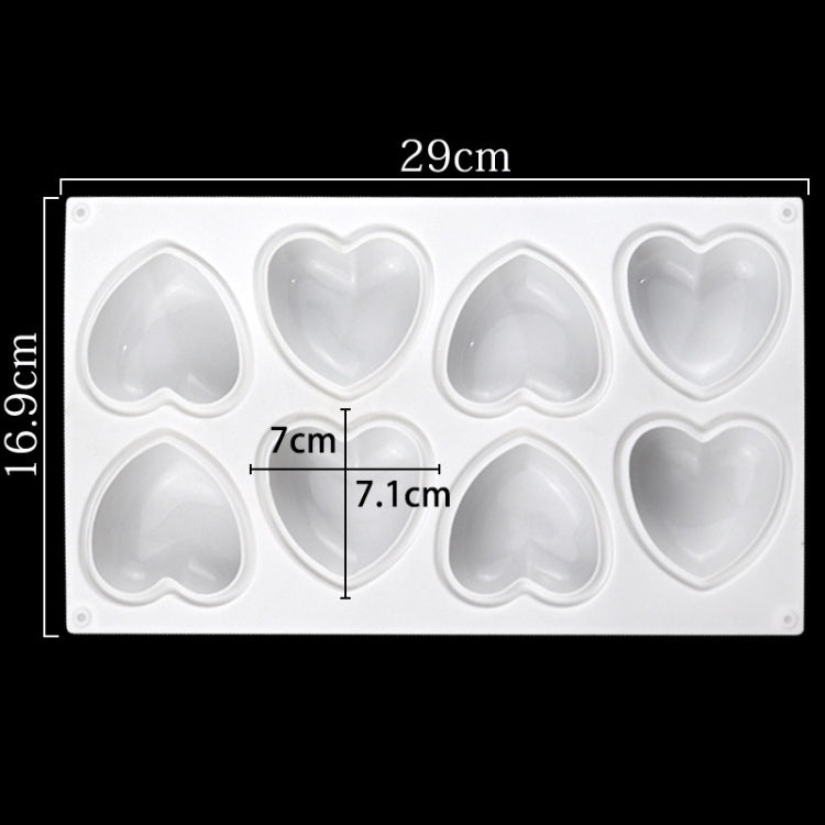 8 Grids Heart Silicone Chocolate Mold Handmade Aroma Soap Mould - White