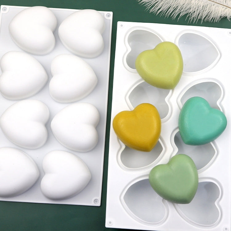 8 Grids Heart Silicone Chocolate Mold Handmade Aroma Soap Mould - White