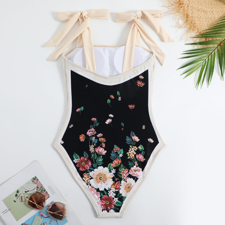 Retro Pattern One-Piece Hot Spring Outdoor Swimsuit Set, Size: S